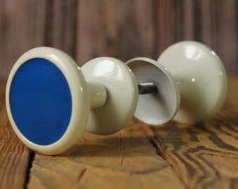 Soviet door knob Vintage handle Antique door knob Rare handle Blue door knob Vintage Knobs Metal door knobs Door hardware White door handles