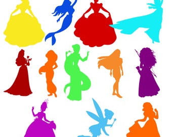 Disney Princess SVG Disney Princess Silhouette Cut File Disney Princess Clipart Cricut Silhouette Cameo DXF
