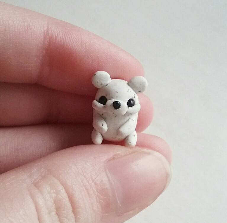 Bear polymer clay animal miniature sculpture collectible mini