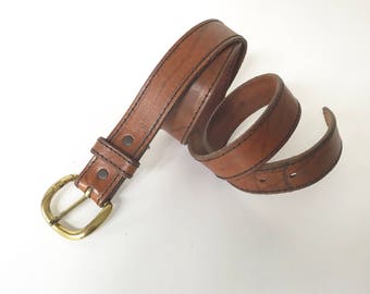 Vintage Men's Size 38 Brown Distressed Leather Belt