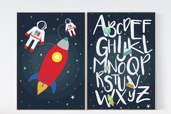 Outer Space Room Art alphabet letters Space nursery decor