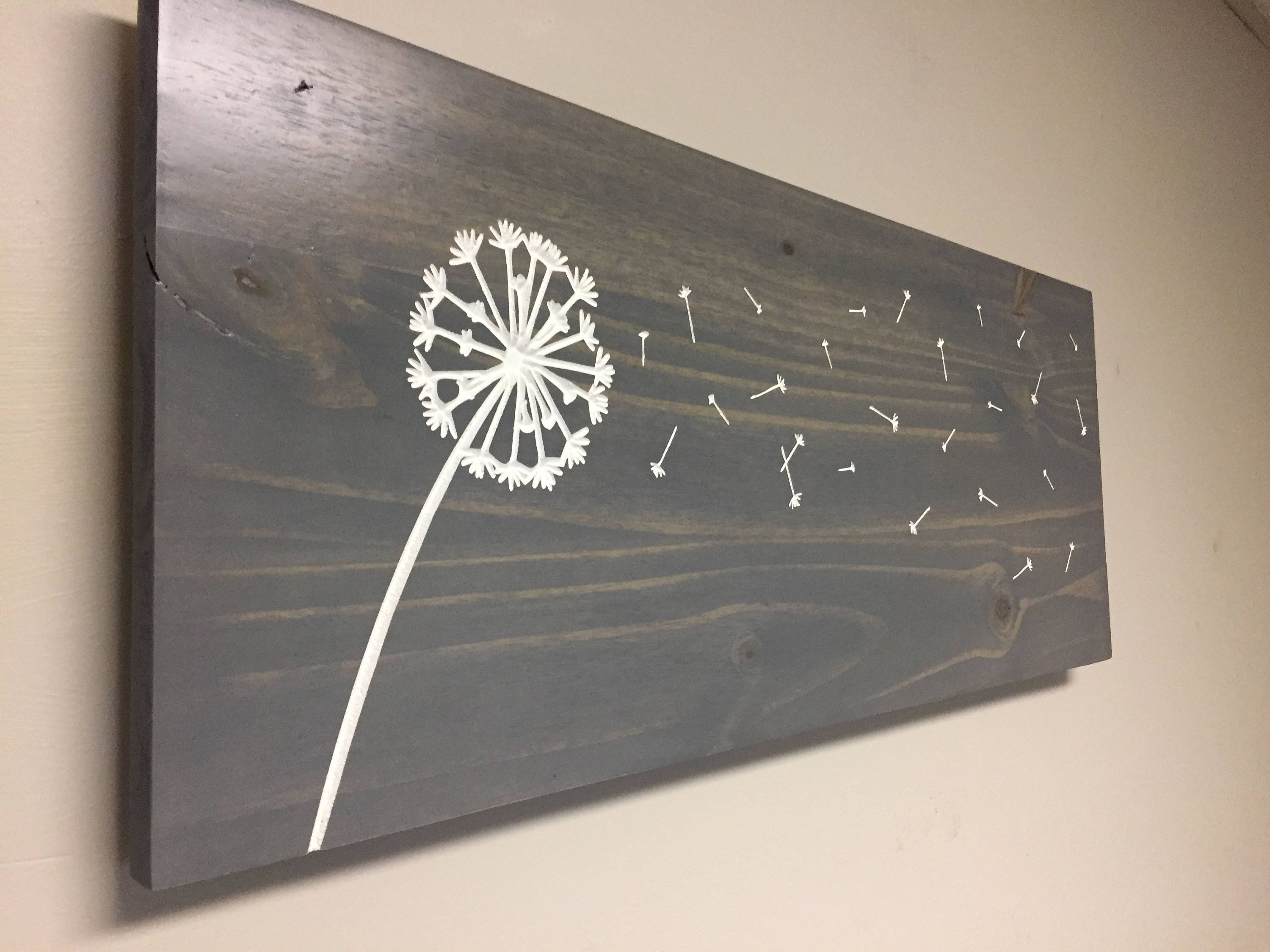 Dandelion Wall Art wood Engraved Carved hanging sign