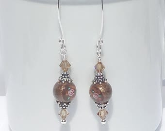 Czech glass, Swarovski crystal and sterling silver earrings