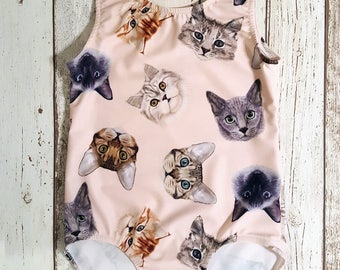 Girls Cat Swimsuit, Cat Leotard, Cat Costume, Cat Face, Kitty Clothing, Cat Clothing, Cute Cat, Girls Dancewear, Girls Swimwear, Gymnastics