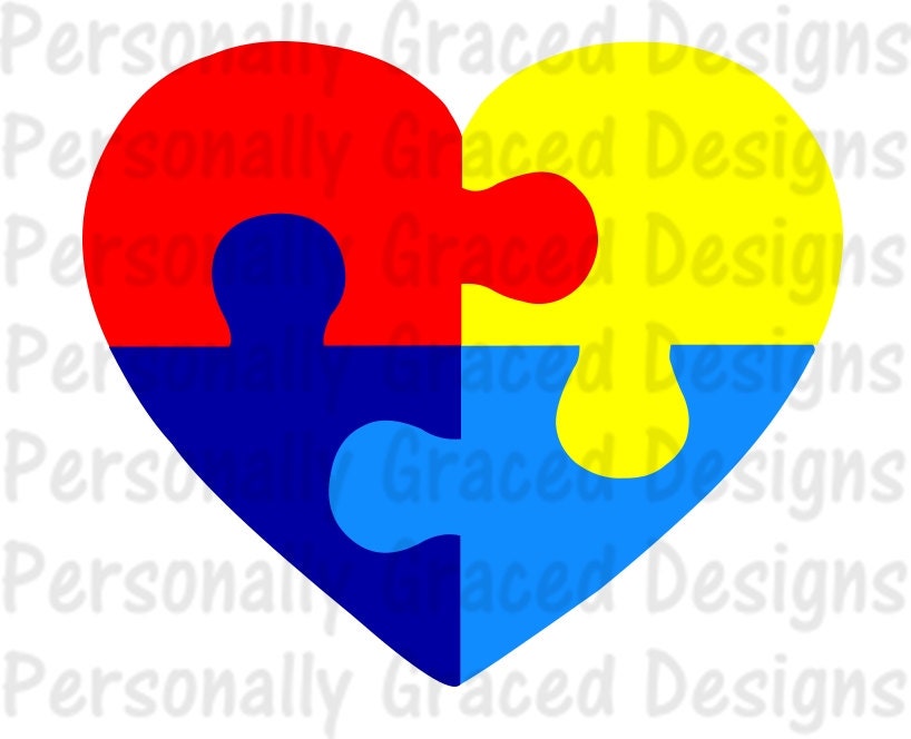 Download SVG DXF EPS Cut file Autism Puzzle Heart svg Autism