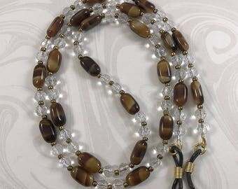 Tortoise Shell Eyeglass Chain Chain, Brown Eyeglass Chain, Reading Glasses Holder, Eyeglass Necklace, Eyeglass Leash, Sunglasses Holder