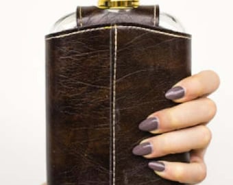 Vintage Flask with Faux Leather Case
