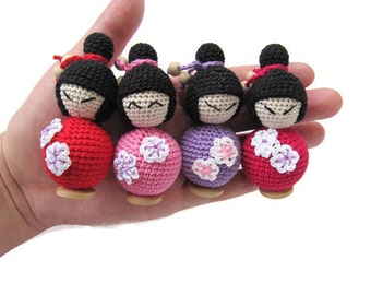 bendy doll wooden toy tiny doll asian dolls pocket doll kokeshi doll natural beaded doll organic baby girl gift for sister kidness toys kid