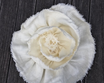 Cream Linen Fabric Flower