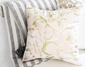 Pink and Gold Marble Pillow