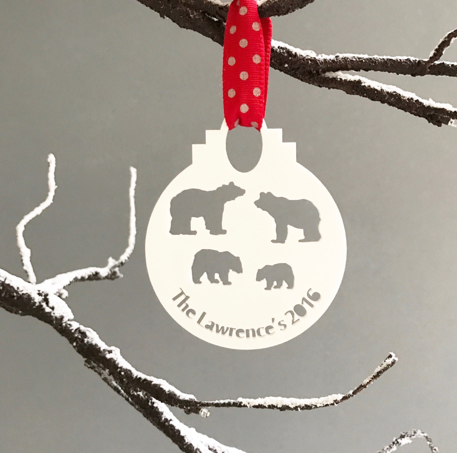Personalised Family Polar Bear Bauble-Personalised Christmas Tree Decoration-Personalised Holiday Decorations-Personalised Bauble