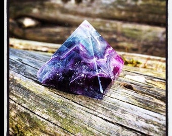 Rainbow Fluorite Crystal Pyramid - Sacred Geometry