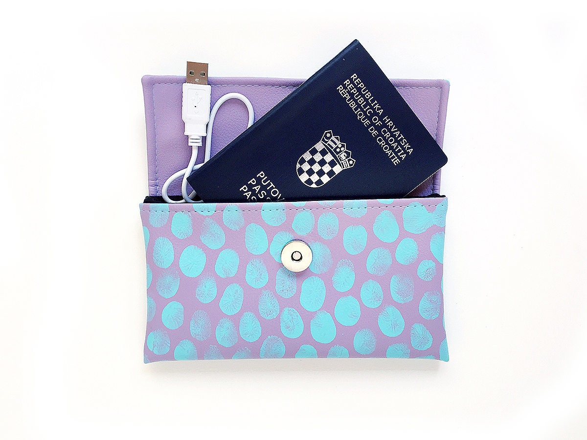 Lilac faux leather passport holder colorful passport holder