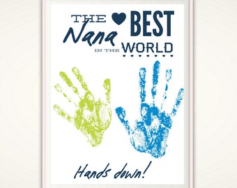 Gifts for Nana, Nana Gift from Grandkids, Personalized Gift From Kids, Handprint Poster, INSTANT Download PDF, Personalized Handprint Art