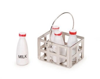 Milk Crate with Milk Bottles - Assorted Sizes - 1 set
