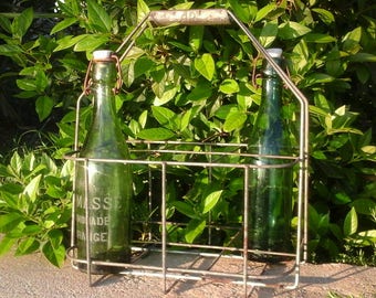 Old locker at bottles metal of the years 1960/french vintage bottle carrier/door zing /rangement bottle bottle