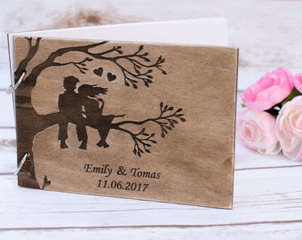Wedding Guest Book Rustic Wooden Guest Book Personalized Guestbook Wedding Custom Guest Books Pen
