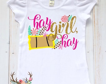 Girls Country Shirt - Hay Girl Hay Shirt - Farm Girl Shirt - Girls Funny Shirt - Toddler Girl Hay Shirt - Toddler/Baby Girl Funny Farm Shirt