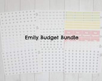 Planner Stickers|Emily Budget Bundle| 14 sheet bundle|Planners|Financial Planning|Monthly View|Icon Stickers|Budget Planning Stickers