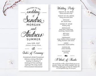 Cheap wedding programs / Modern calligraphy programs for wedding / Elegant wedding ceremony programs