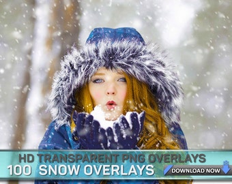 100 PHOTOSHOP Snow Overlays - 60 Transparent PNG + OVER 50 Jpg files, Digital Background, Digital Backdrop