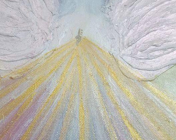 Angel of Blessings - sparkling angel, textured art Limited Edition Original Art, Abstract Hand Painted, Colorful, Reiki energized
