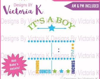 Birth Announcement, Baby svg, Subway art, Birth Details, SVG, DXF, EPS Files, Cricut Design Space, Vinyl cut Files