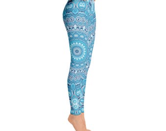 Leggings Yoga Blue - Mandala Yoga Tights, Printed Yoga Tights, Mandala Art Pants, Blue Leggings, Fashion Leggings, Womens Stretch Pants