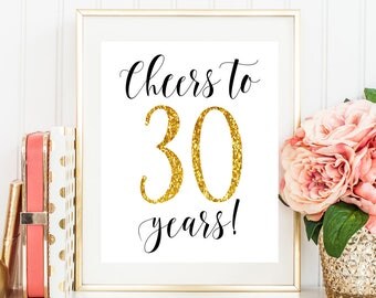 Cheers to 30 years 30 birthday decorations 30th birthday for her 30th birthday for him Happy 30th birthday sign 30th anniversary decorations