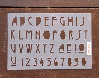 A - Z Mid-Century Modern Font Stencil - Bullet Point Journal Stencil, fits Leuchtturm and Moleskine 5" by 7"