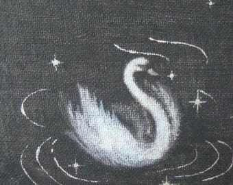 Small swan painting; 'Midnight Drift'.