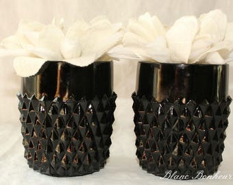 Black Amethyst Glass: Two diamond point glasses