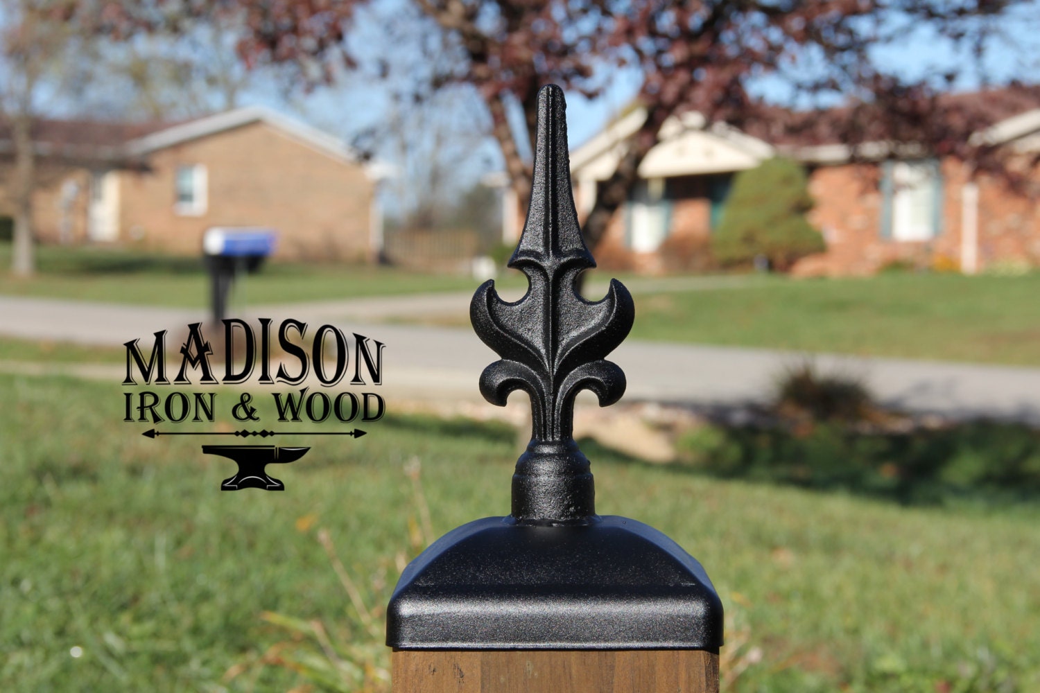 Large Wrought Iron Winged Post Cap for 6x6 Wood Post