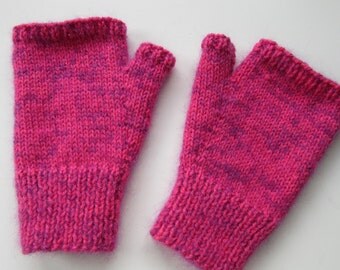 Supersoft hand knitted fingerless mitts - size S