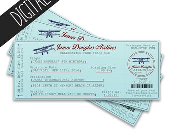 Time Flies Aviation Birthday Invitation, Airplane LIttle Pilot Theme - Digital Invitation