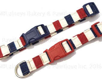 Laineys Patriotic Stripes Dog Collar
