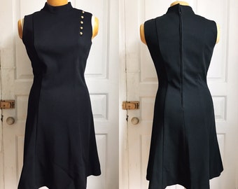 Vintage 1980s / 80s Black Wool Koret of California Dress