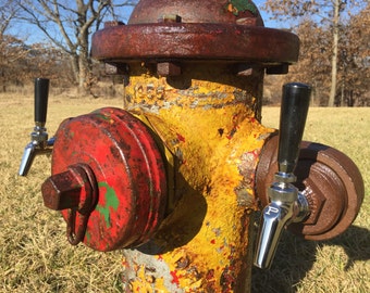 REAL Fire Hydrant Beer Tower, Mancave, Firefighter, Kegerator, Rustic Bar Decor