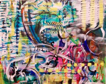 Large Original 30" x 30" Abstract Painting: Cirrus