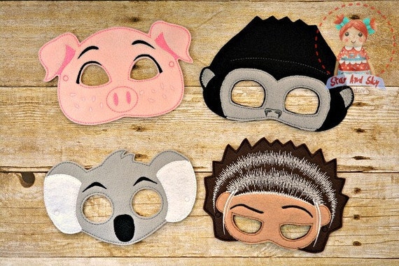 SING Movie Inspired Masks Ash Porcupine Rosita Pig Johnny