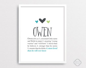 Owen - Personalized baby gift - Baby name wall art - Custom baby name print - Boy name wall art - Printable - DIGITAL FILES