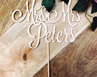 Mr & Mrs Surname Personalised Wedding Cake Topper Wedding Cake Engagement Cake Topper Cake Decoration Cake Decorating Mr and Mrs Cake Topper