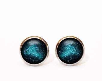 Turquoise Studs Turquoise Earrings Turquoise Earings Stud Earrings Turquoise Jewelry Tiny Stud Earrings Tiny Studs Night Sky Galaxy Dark UK