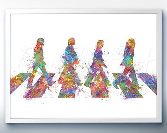 The Beatles Abbey Road Watercolor Art - Home Living - Watercolor Painting - Watercolor Poster - Wall Decor - Home Decor - House Warming Gift