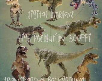 T-Rex digital tyrannosaurus dinosaur overlays for photoshop 8 pack