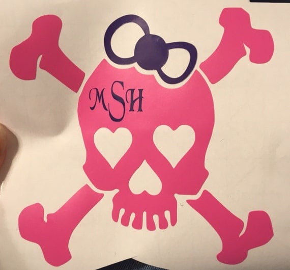 Monogram girly skull decal