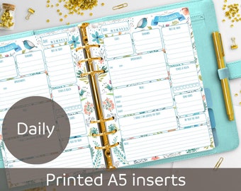 PRINTED Daily A5 Planner Inserts, Daily Planner Refill, Printed & Punched, Filofax A5, Kikki K, Carpe Diem, Color Crush, Day Organizer