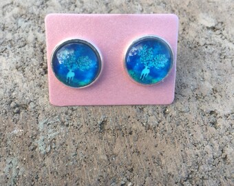 winter frost deer stud earrings