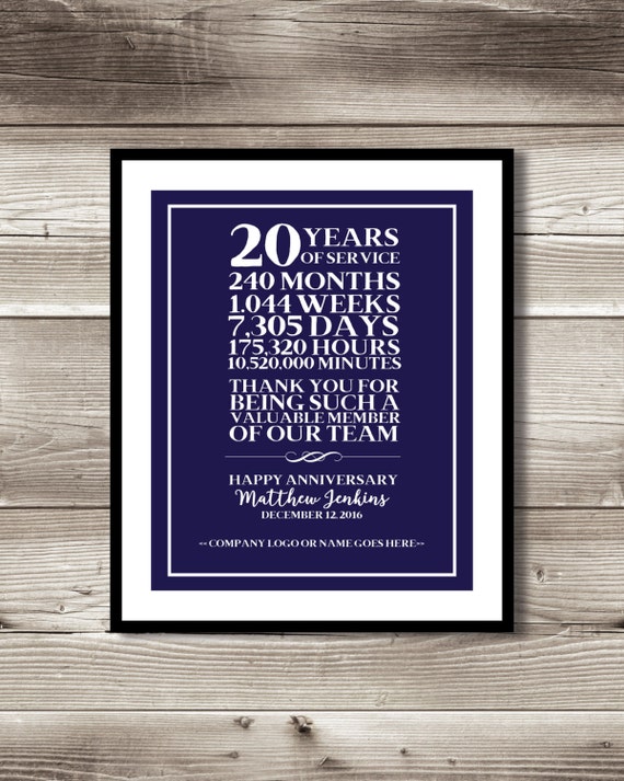 20 Year Work Anniversary Print T Digital Print