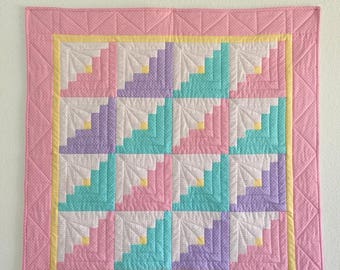 Baby quilts handmade, Baby girl quilt, Log Cabin baby quilt, Baby quilts, Crib quilt, Pink quilt, Baby blanket, Baby shower gift, Baby gift